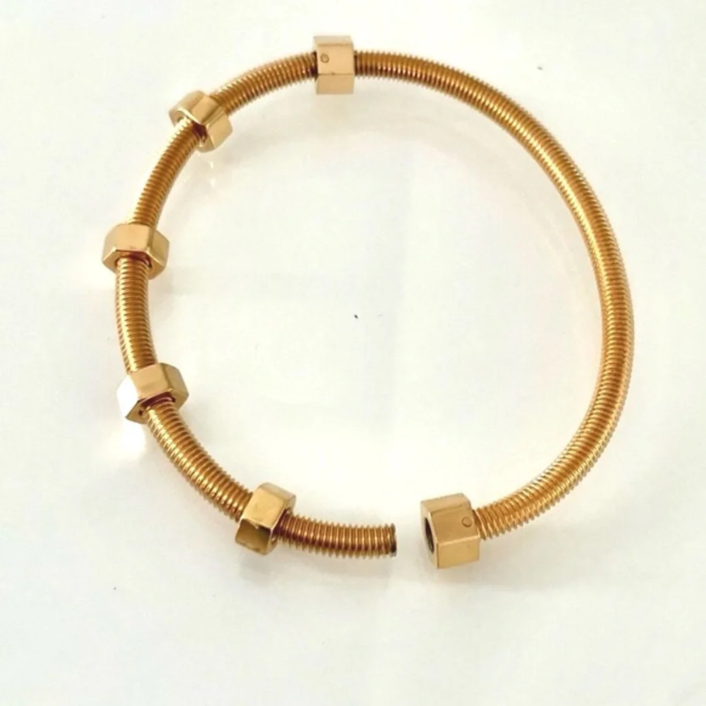 Gold Nuts and Bolts Bracelet